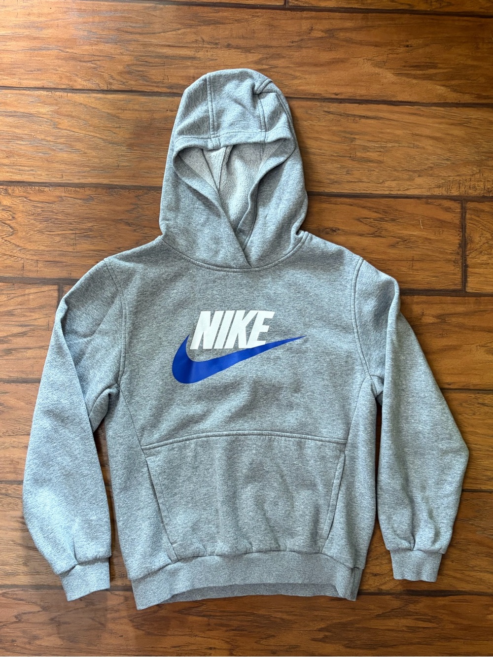 Nike Gray Crewneck Hoodie with Blue Swoosh - Bits size large